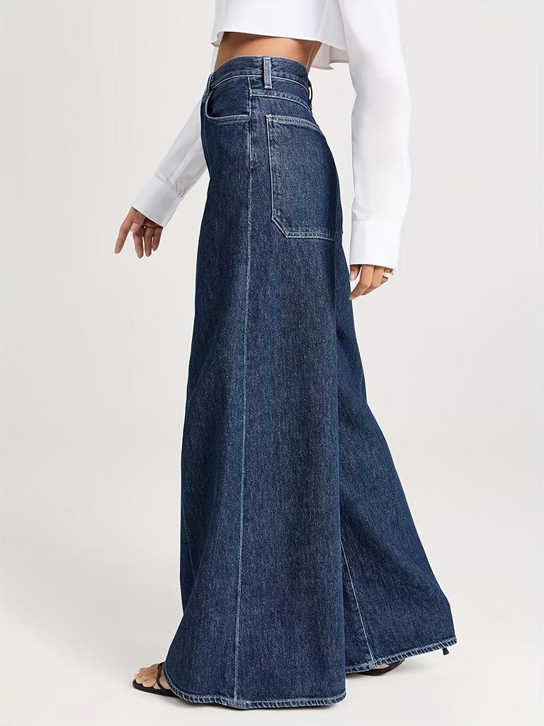 Women's Plus Size Wide Leg Loose Washed Denim Jeans