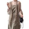 Camicie da Donna a Colore Unito Scollo a V Ampie Manica Lunga Maglia Aperta Stile Coreano Allacciatura Semplice Estive Chiffon Traspirante Minimalista Alla Moda