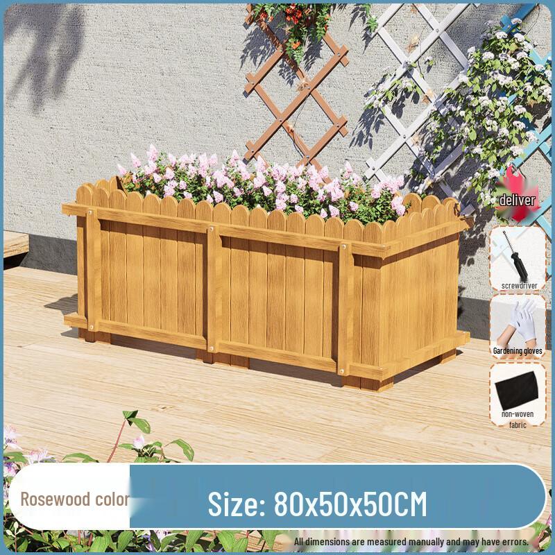 Hualongdun Carbonized Solid Wood Outdoor Planter Box