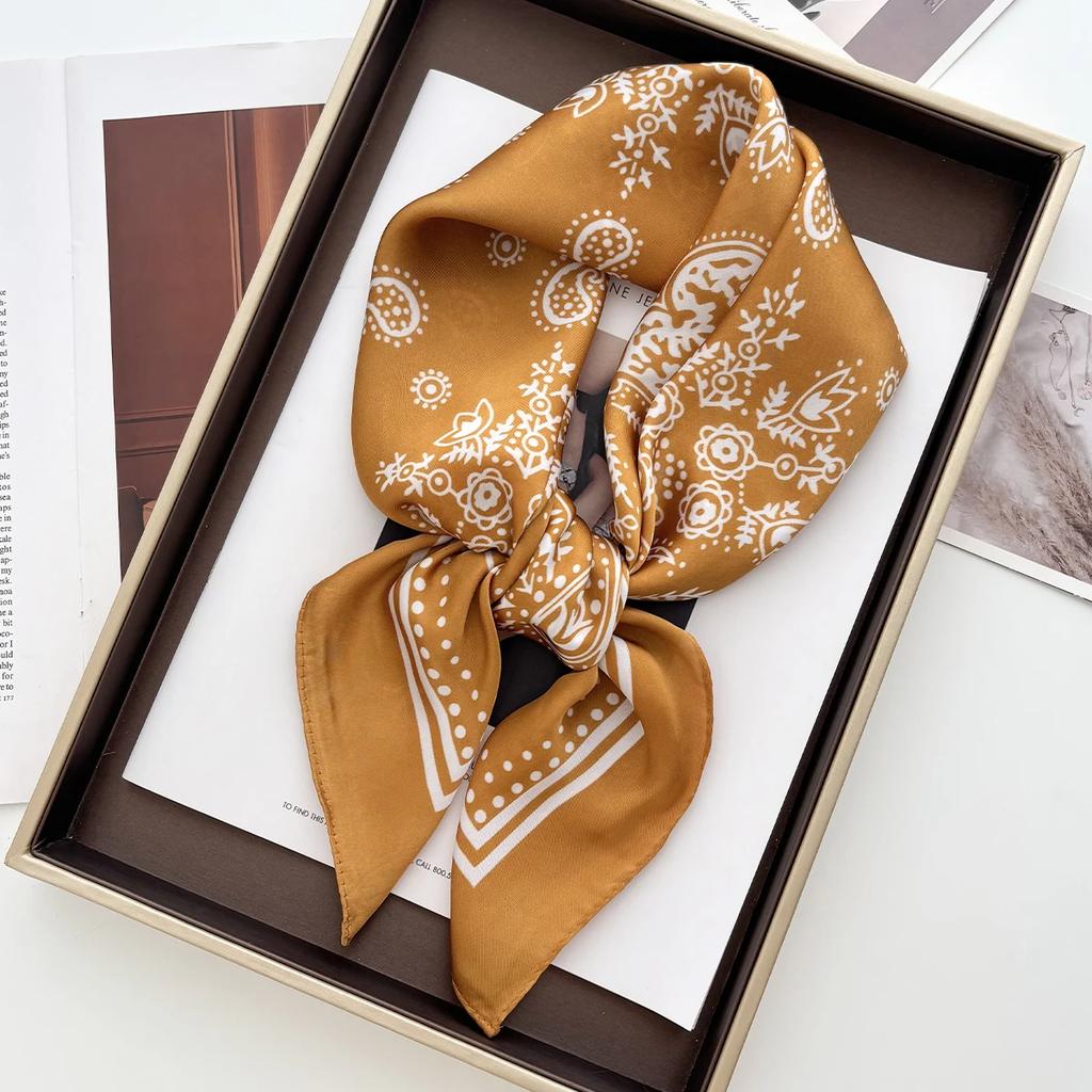 New Print Carriage Print Scarf Women'S Spring And Summer Soft Satin Scarf Retro Versatile Shawl Headscarf