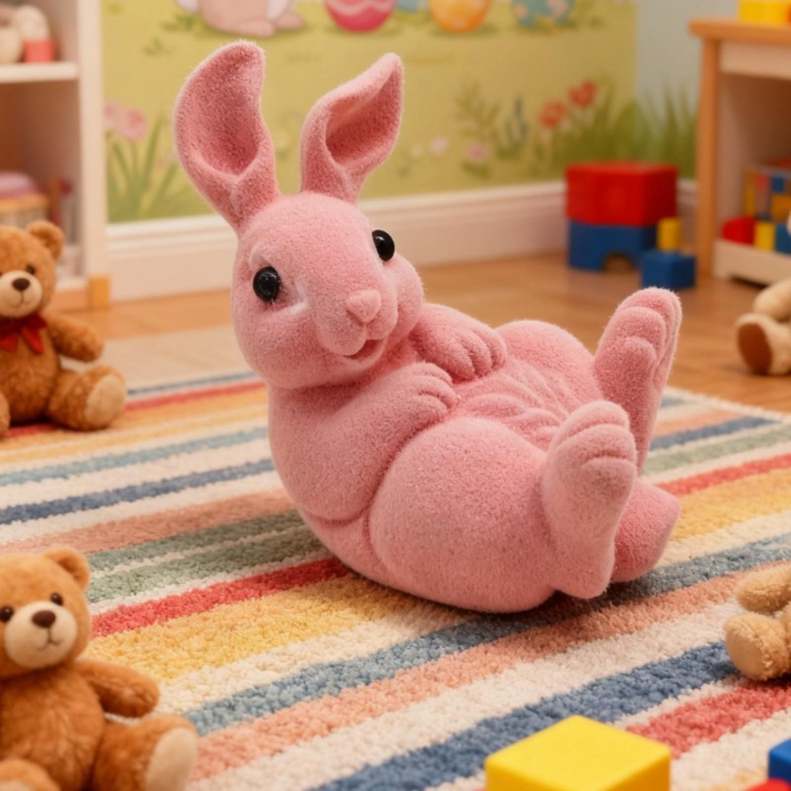 Easter Bunny Figurines, Cute Flocked Artificial Home Decorations.