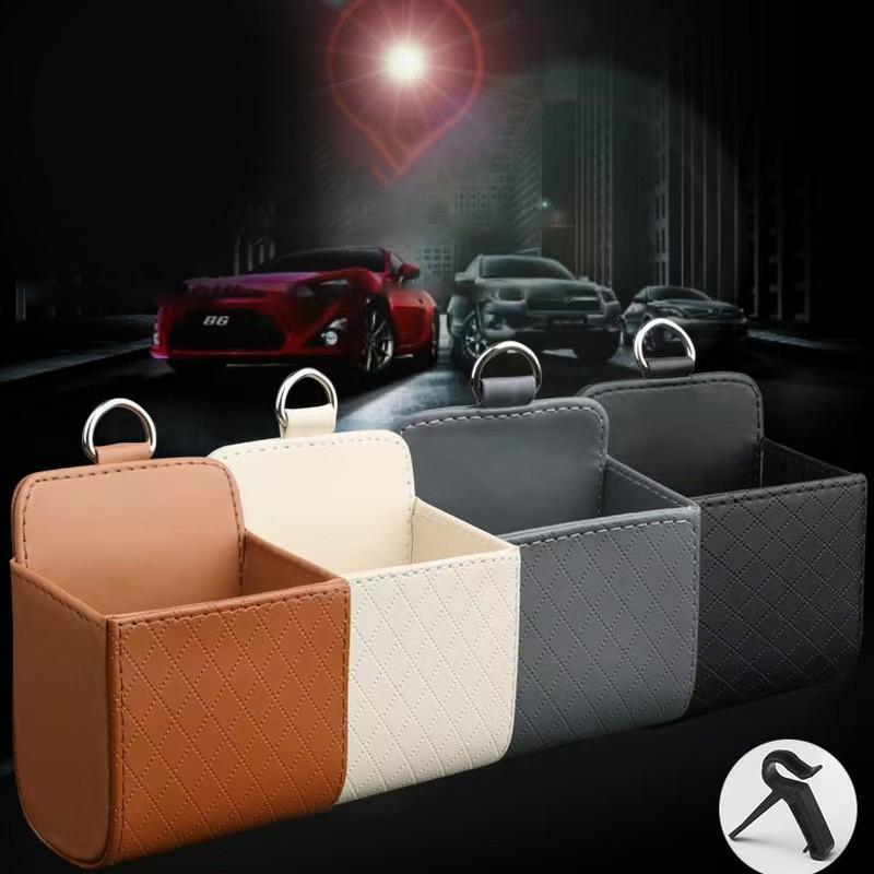 Car Phone Holder Mount Air Vent Hanging Storage Box Car Mobile Phone Bag Pu Leather Glasses Organizer Bag Support In Home