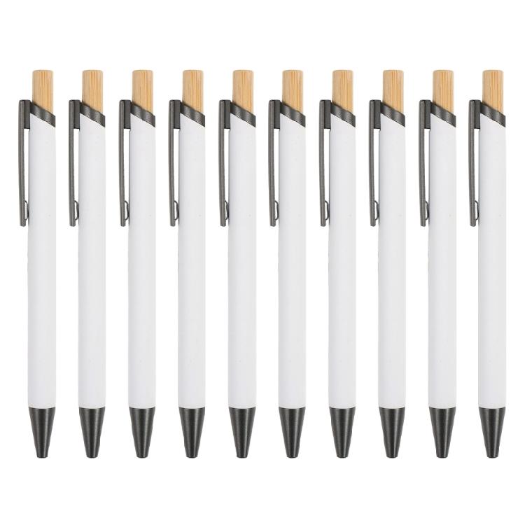 10Pcs Refillable Retractable Ballpoint Pen Office Signing Pen with Metal Pen Clip for Office School 1.0mm белый