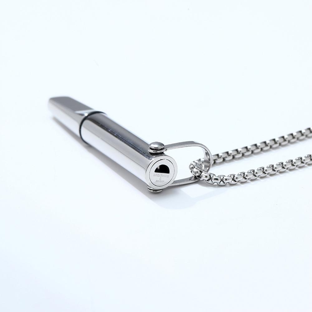 Breathing Necklace with Filter Cotton Titanium Steel Pendant Wear Resist Mindfulness Necklace for Smoking Cessation Tool