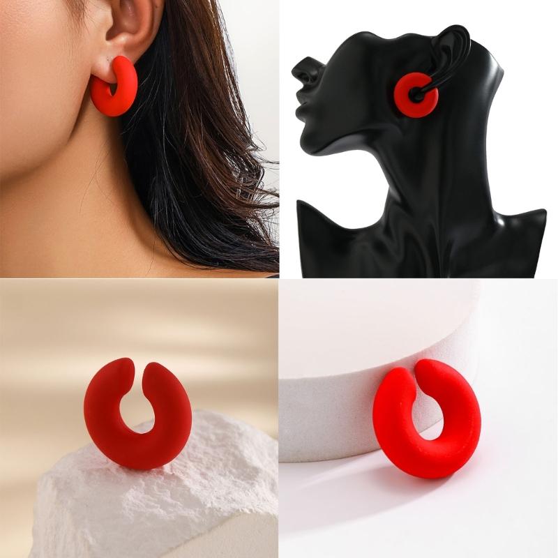 Modischer Leichter Ohrklemme Runder Kreis Clip-Ohrringe Nicht-Piercing Knorpel Hoop Ohrring Statement Schmuck Unisex