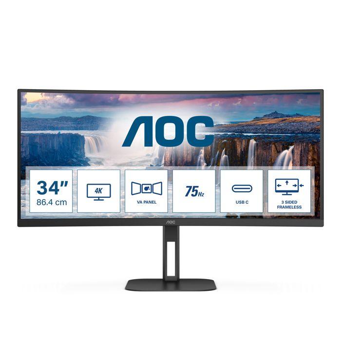 Écran - AOC - CU34V5C-BK - 3440 x 1440 px - Incurvé - HDMI - Haut-parleurs intégrés