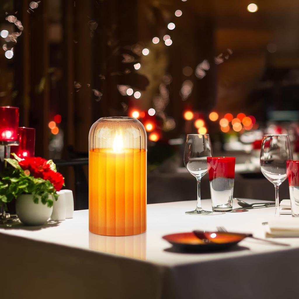 PinnWaa LED Candle, Glass, 1pc, Warm White, Ambient Candle Light, with Remote Control, Safe, Energy-Saving, Flickers Like a Real Flame, Relaxing