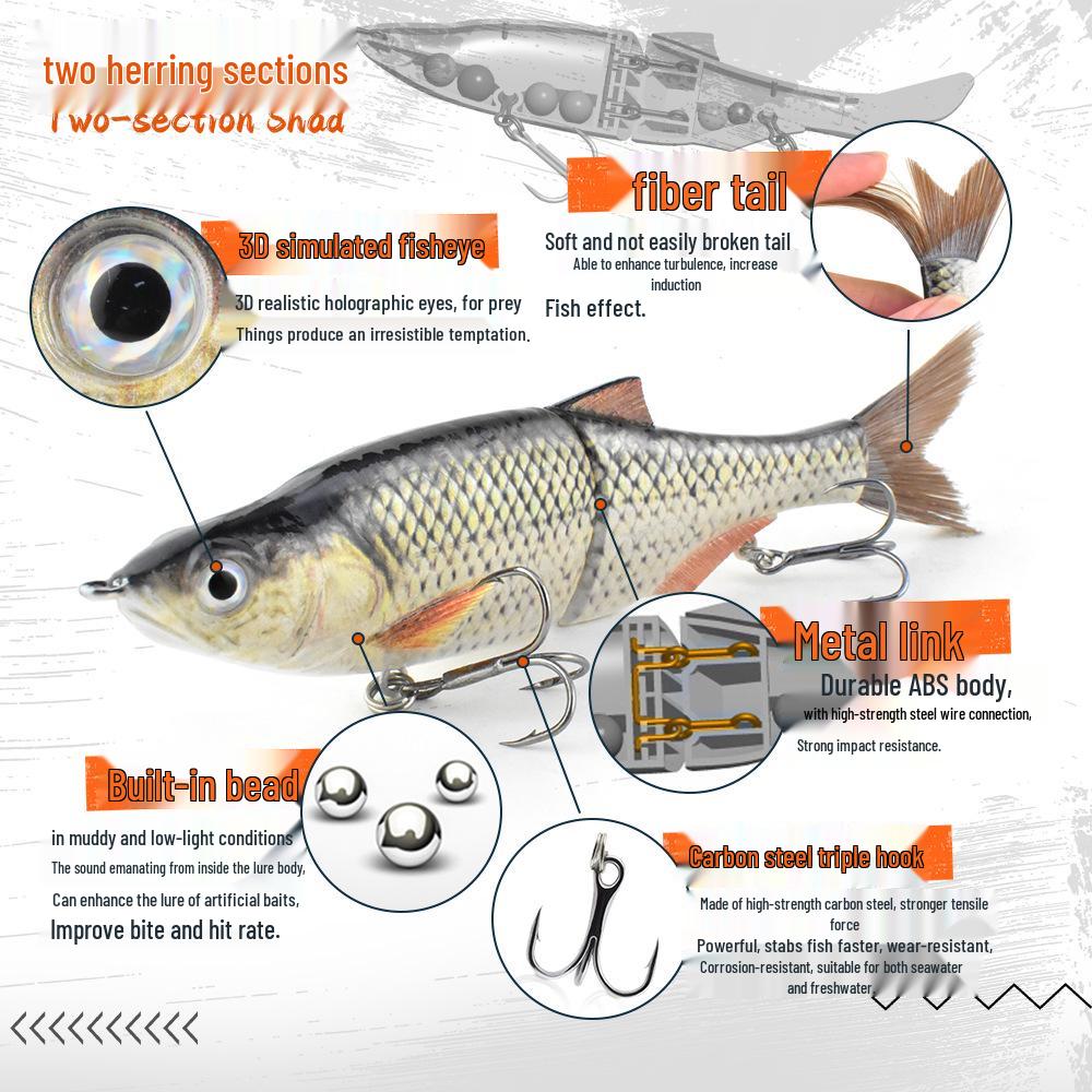 Realistic 3D Multi-Jointed Soft Plastic Brown Fish Scale Lure with Silk Tail for Sea Fishing