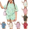 Kids Casual Short Sleeve Top and Shorts Set Animal Print Soft Comfortable Lightweight Summer Outfit for Boys Girls