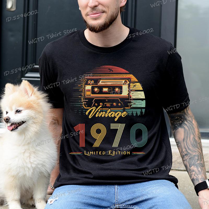 Męska Damska Koszulka Wyprodukowana w 1970 Prezent na 55. Urodziny Bawełniana Koszulka z Krótkim Rękawem Męska Vintage 1970 do 1979 Edycja Limitowana Koszulki