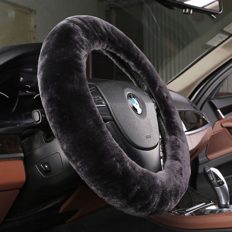 

Pure Wool Car Steering Wheel Cover Winter Cute Warm Plush Neutral Steering Wheel Cover D-Type Fur Integrated Men and Women Charcoal Gray Promotional Model