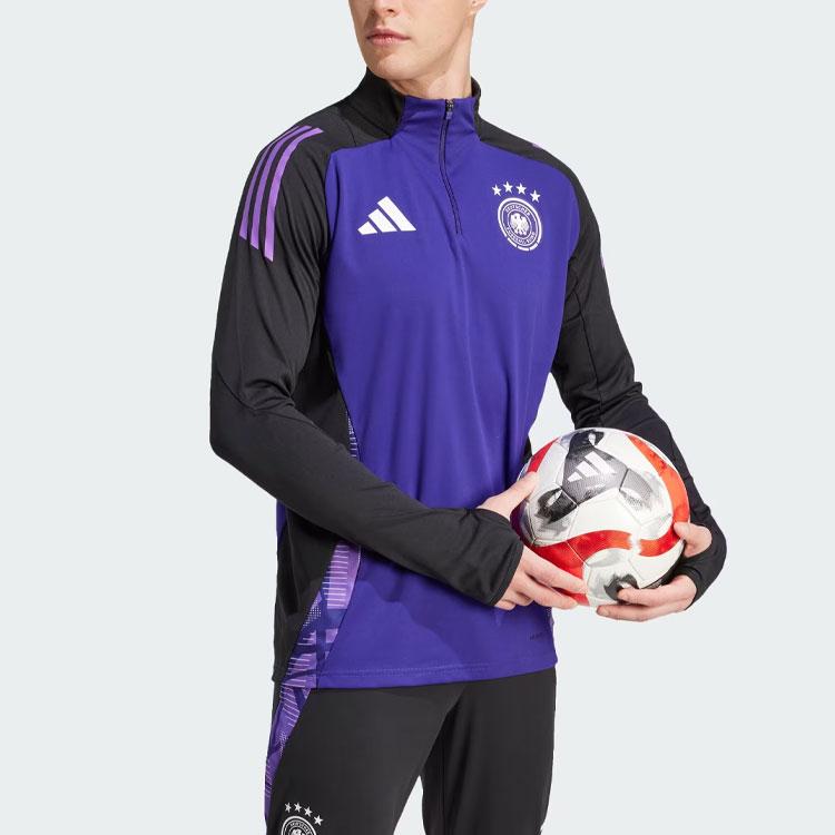 Adidas Tyskland Tiro 24 Konkurranse Treningstopp Langermet Fotballskjorte Herre Topper Lilla Svart IP8242
