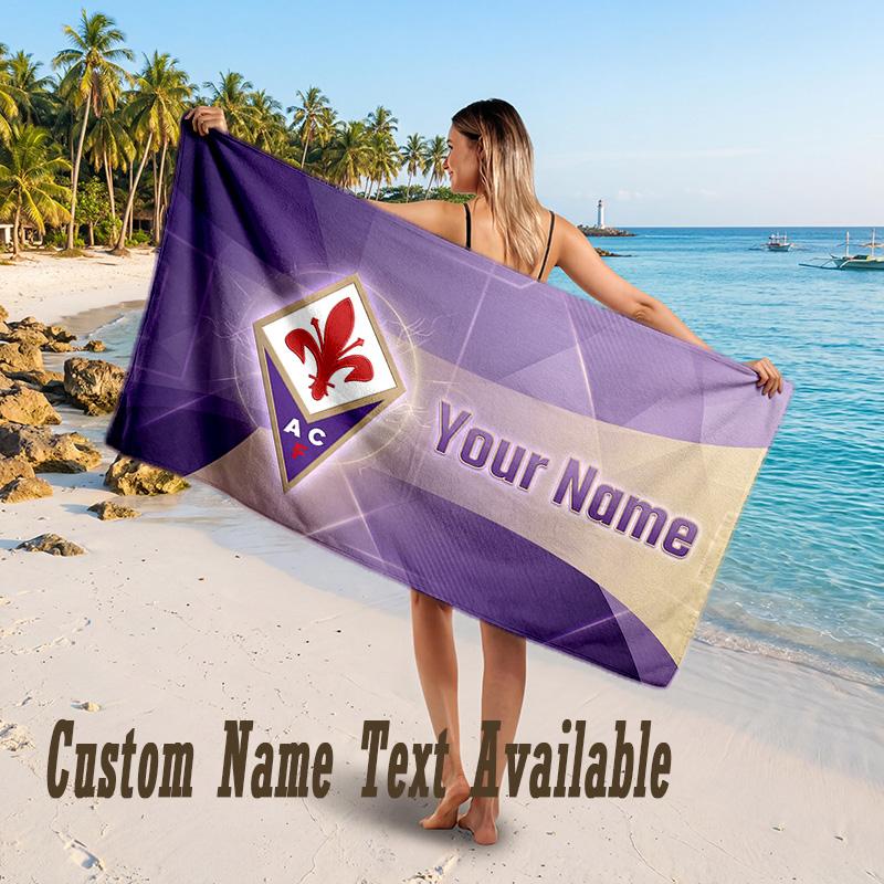 Fiorentina FC Design Beach Towel Custom Text Large Towel for Beach Vacation