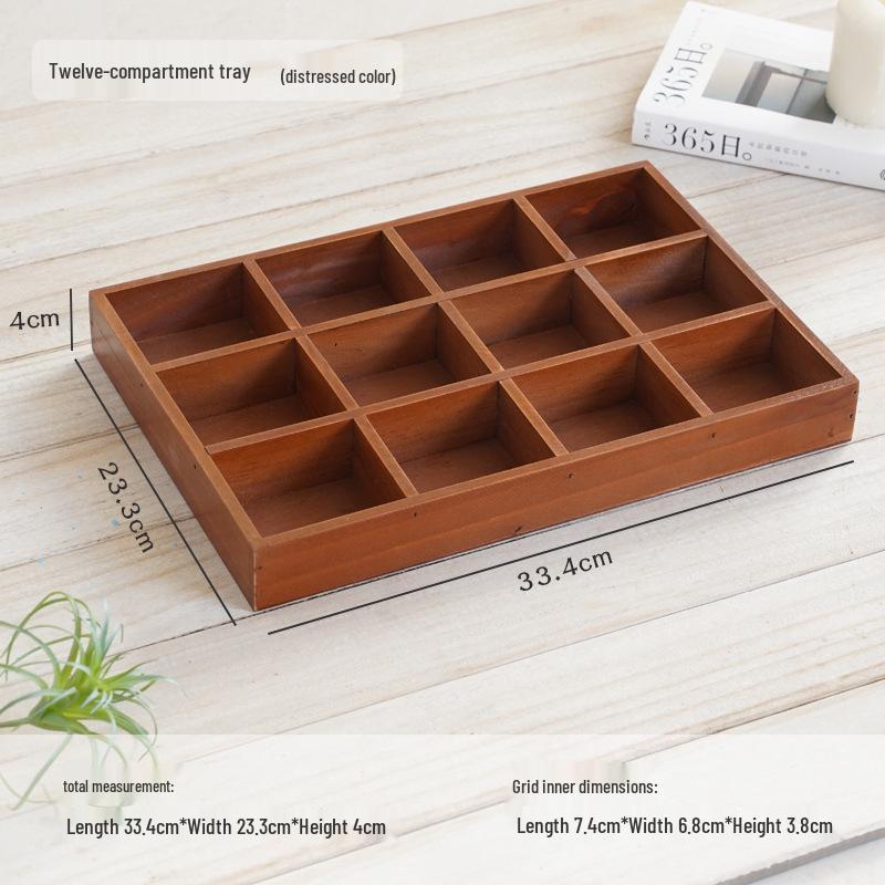 Japanese Style Wooden Desktop Storage Box - Nine Grid Organizer for Bedroom Entryway