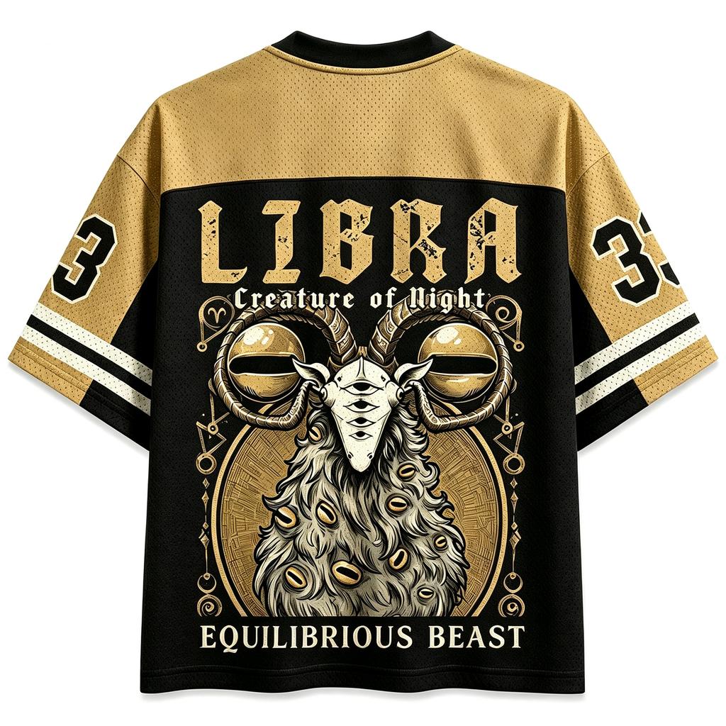 Libra Mythology Mesh Jersey Shirt Gothic Zodiac Graphic Mesh Sports Tee