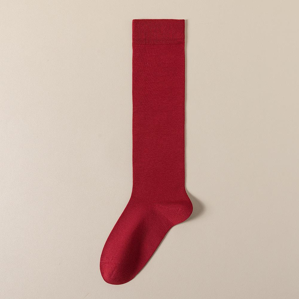 

Women s Calf Socks for Spring and Autumn Slimming, Antibacterial Mid-calf Versatile Long Socks Paired with Small Leather Shoes, Retro Long Socks 1 pair червоний