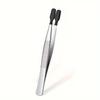 1-5PCS Anti-Slip Rubber Coated Precision Tweezers Set,Straight/Bent Flat Tip for Jewelry,Electronics Repair,Nail Stamping DIY