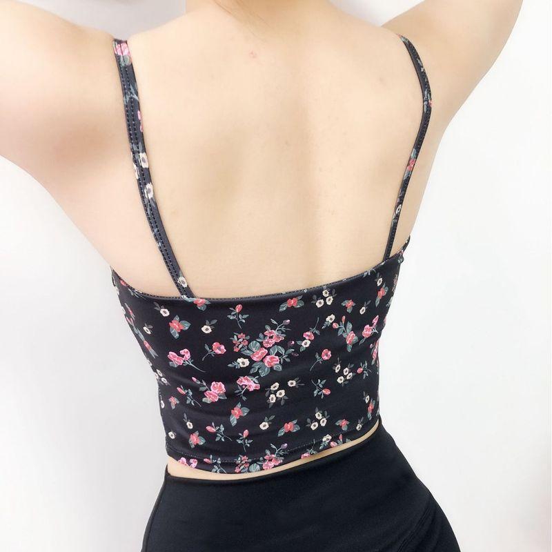 Export New Arrival Yoga Female with Chest Pad Floral Contrast Color Sports Running Fitness Dance Training High Elastic Quick-Dry Vest