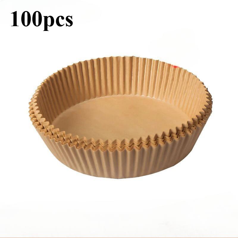 50/100Pcs Air Fryer Disposable Paper Liner Non-Stick Barbecue Plate Round Oven Pan Pad  for Air Fryer Micro-Wave