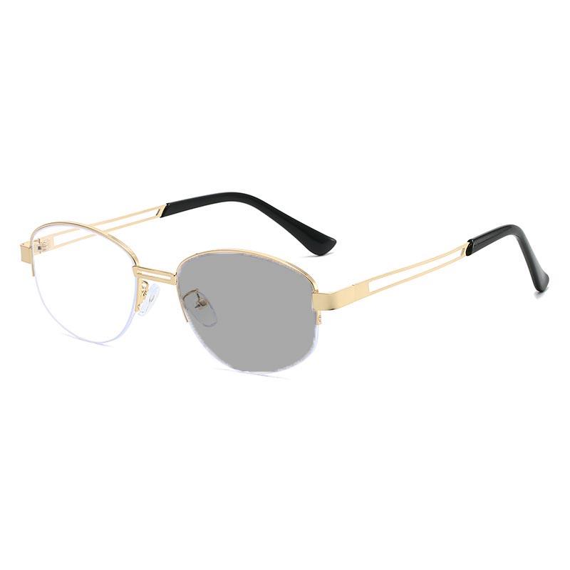 Neue Retro Photochrome Kurzsichtigkeitsbrille Neutral Mode Luxus Kurzsichtigkeitsbrille Oval Halbrand HD Photochrome Brille Bis -3.5-4.0