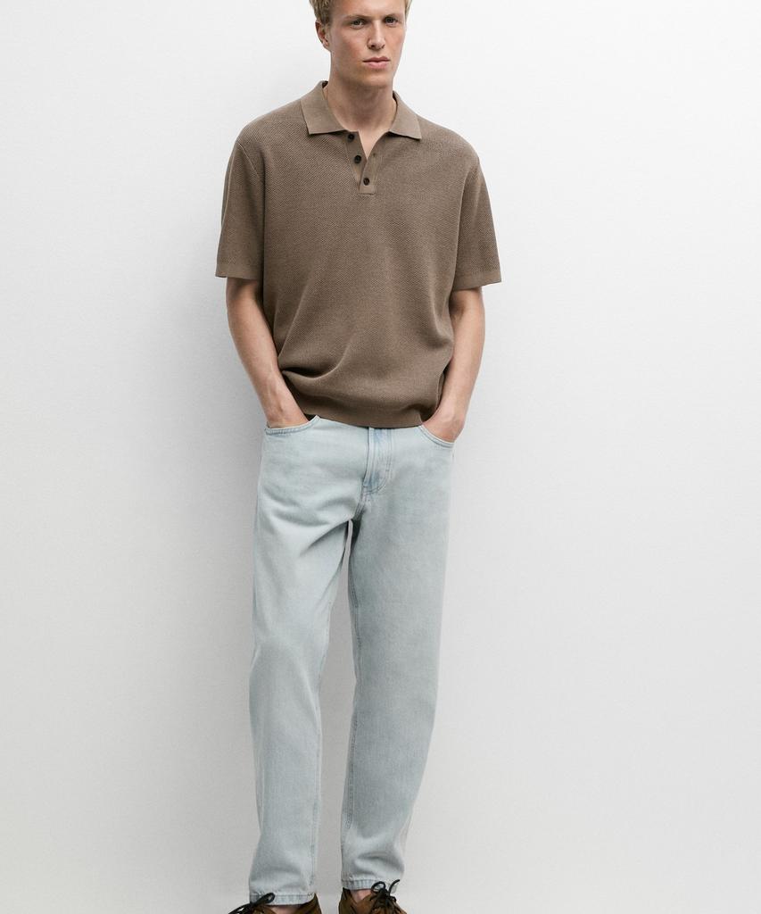 Masimodutti Textured 100% Cotton Polo Shirt