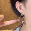 Simple retro Hong Kong style geometric water drop stud earrings fashionable personality atmosphere metal plain ring earrings elliptical ring earrings