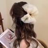 Mesh Tulle Large Bow Grab Clip Elegant Retro Female Net Yarn Ponytail Braid Claw Clip Hair Accessories Gift Headdress