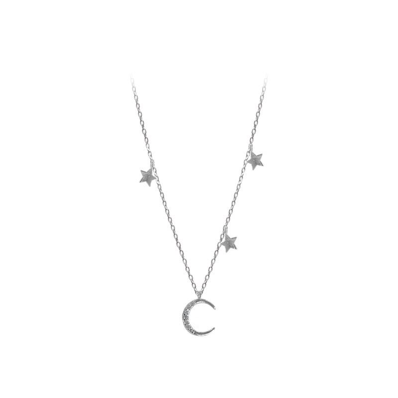 2023 Adjustable Star Moon Pendant Necklace - Japanese Korean Style Silver Choker Chain for Women