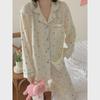 Women's Spring Pajama Set: Long Sleeve, Bubble & Bark Wrinkle Design