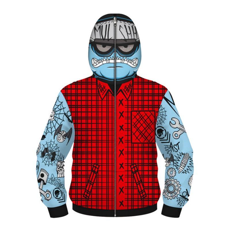 Boys Spring Autumn Spider Series 3D Digital Print Kids Roleplay Masked Long Sleeve Hooded Sweatshirt Kids