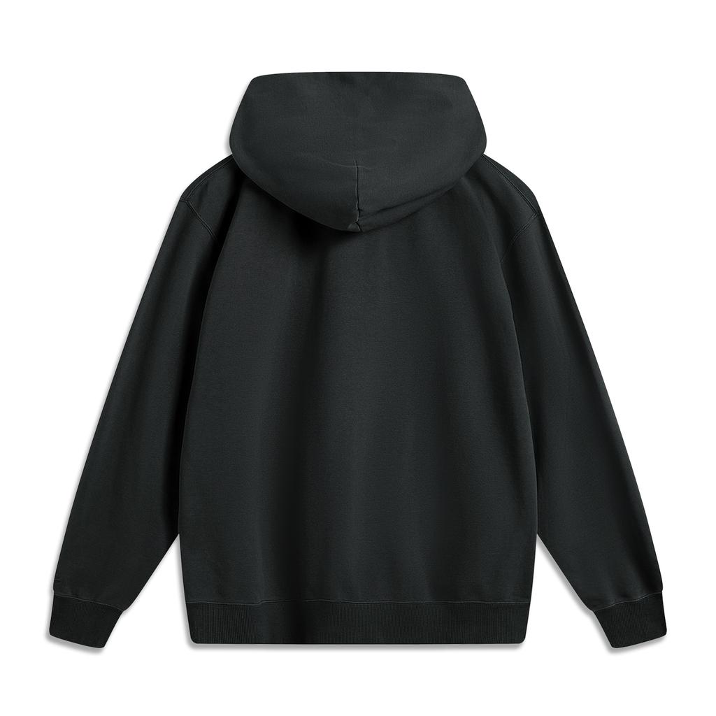 Li Ning Sports Lifestyle Series Letter Hooded Comfortable Breathable Versatile Loose Sweatshirt Unisex Sweatshirt Dark-Night-Black AWDV369-1