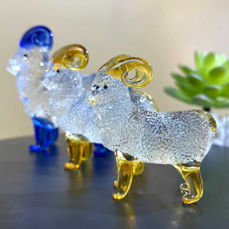 Crystal Sheep Figurine 2027 Zodiac Sheep Statue Home Desktop Bookshelf Office Ornament Sheep Decor Feng Shui Bring Fortune
