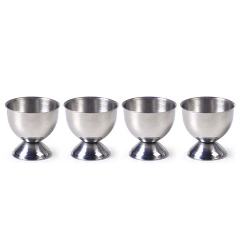 Support de coquetiers en acier inoxydable, 4 pièces, support souple pour tasses de table bouillies, ensemble d'outils de cuisine, porte-œufs rond en argent