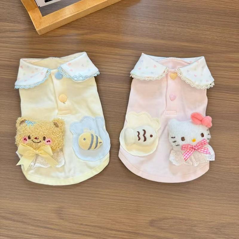 Pet Dog Cat Vest Clothes Cute Cartoon Design Comfortable Breathable Yorkshire Terrier Bichon Frise