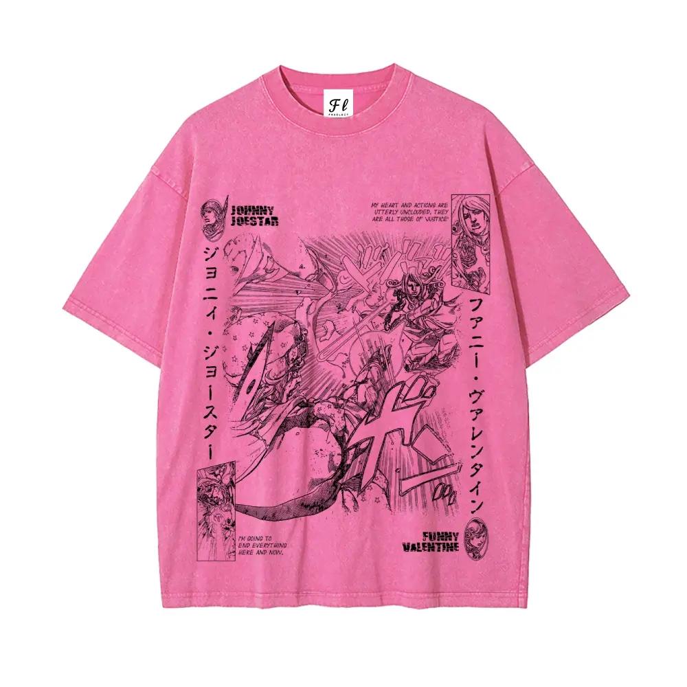 Manga JoJo's Bizarre Adventure T Shirt Gothic Y2k Washed T-shirt Summer High Quality Pure Cotton Tees Tops Men Unisex Clothing