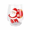 2D Print Christmas Glass Cups Transparent Santa Claus Double Walled Glass Cups Heat Insulation Wine Cups Home Decor