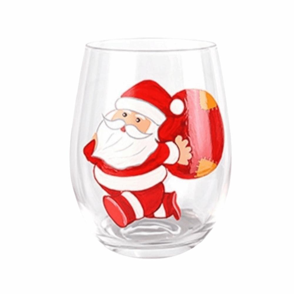 2D Print Christmas Glass Cups Transparent Santa Claus Double Walled Glass Cups Heat Insulation Wine Cups Home Decor