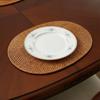 Oval Shape Rattan Woven Placemat Heat-Insulated Non-Slip Table Mat Heat-Resistant Mat  Dining Table