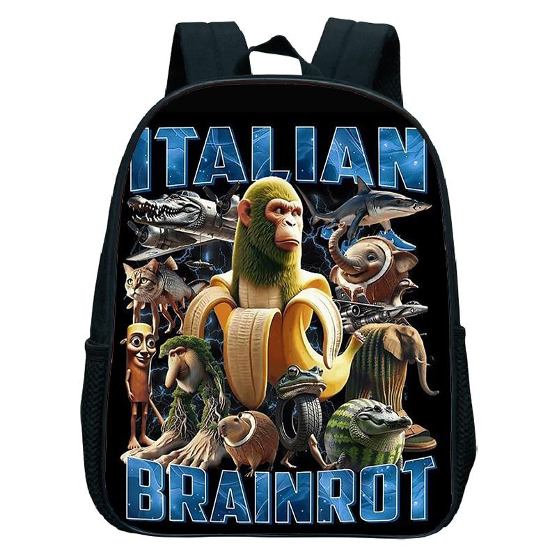 Italian Brainrot Backpack Toddler Boys Kindergarten Bag Cartoon Cappuccino Saaassino School Bags Boys Girls Animals Bookbag Gift
