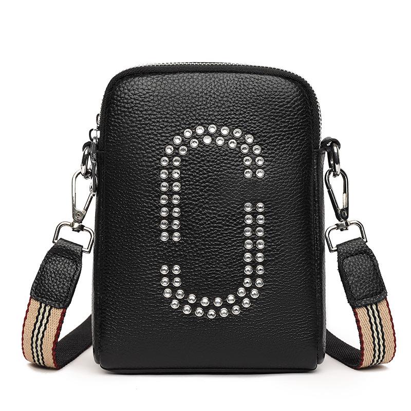 Genuine Leather Women'S Bag, Mobile Phone Bag, First Layer Cowhide Fashion Single Shoulder Crossbody Small Square Bag, Double Layer Change.