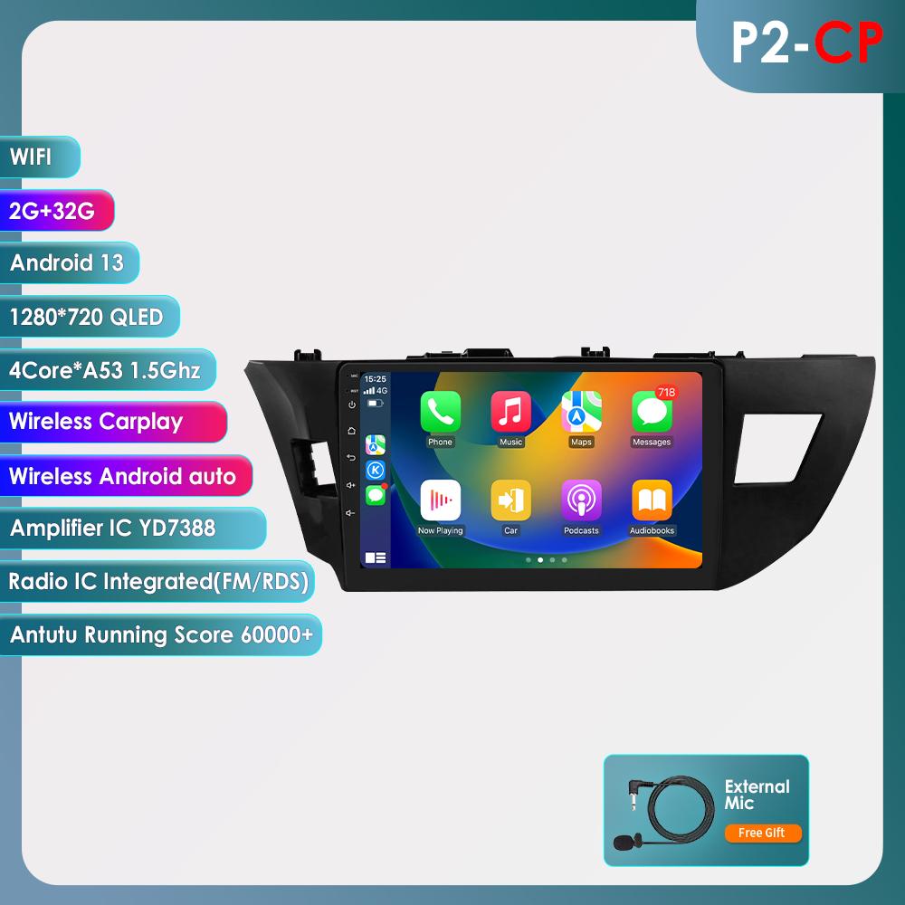 

OSSURET Carplay 4G-LTE 2Din для Toyota Corolla 2014 2015 2016 Android Автомагнитола Радио Мультимедийный Видеоплеер Навигация GPS Интеллектуальное Головное Устройство P2CP 4Core 2G 32G
