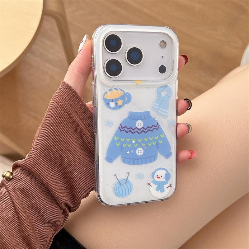 

Winter Sweater Ball Pendant Phone Case for iPhone 14/15/16 Pro Max/17 iPhone 17