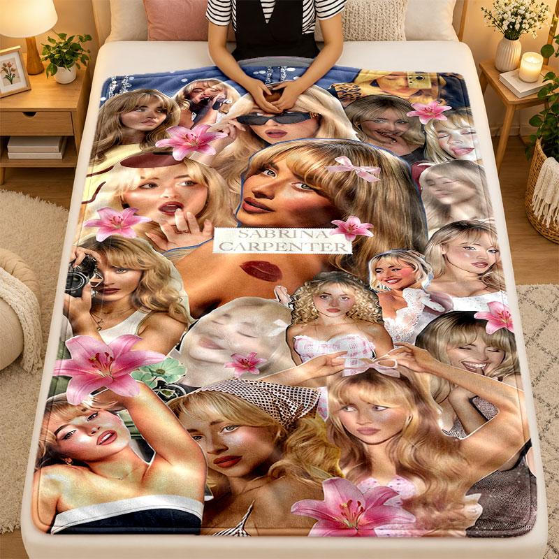 Flannel BlanketSabrina Carpenter Warm Soft Throw Blanket for Indoor Sofa Bed Living Room Use