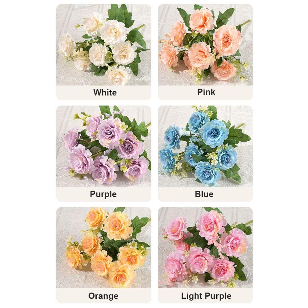 DIY Decoration Artificial Peony Bouquet 7 Heads Simulated Flower Fake Flowers  Photography Props