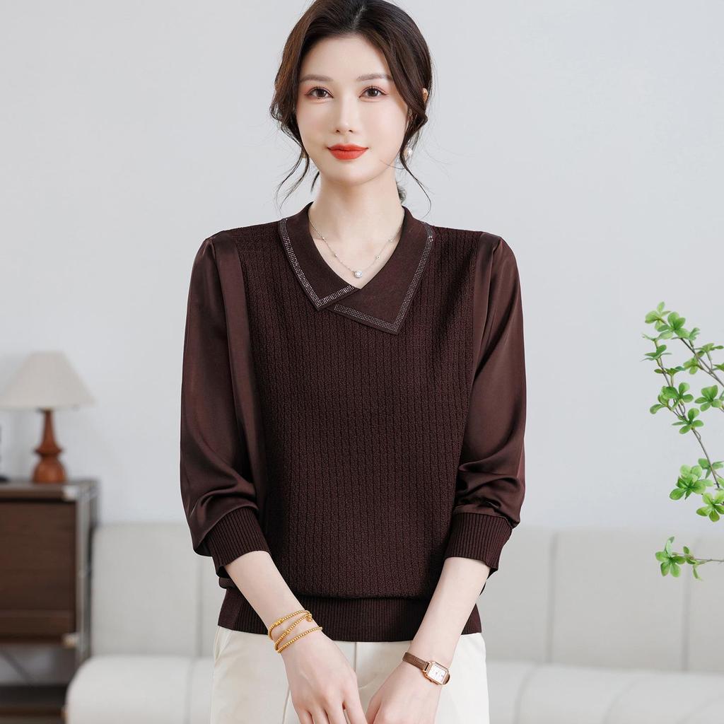 Mom's Spring Knit Sweater - Stylish Plus Size Top for Mid-Aged & Elderly Women