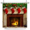 Merry Christmas Snowman Shower Curtains Waterproof Bath Curtain Santa Claus Snowflake for Bathroom Home Decor with Hooks