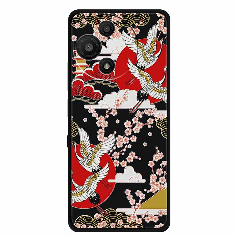 For TCL 60 SE Nxtpaper Case 3D Emboss Relief Flowers Black TPU Silicone Soft Back Cover Cases For TCL 60R Case 6.7" Fundas Bag