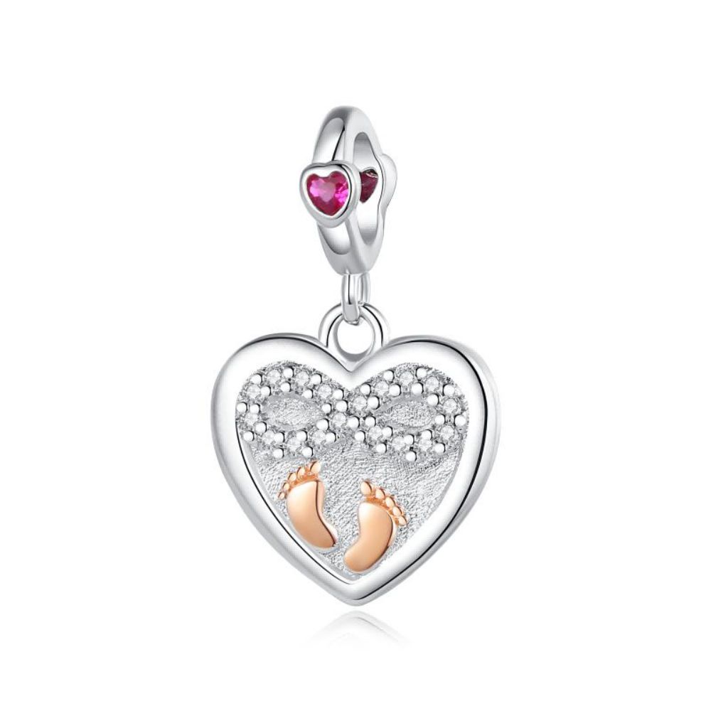 copper handle footprints back pendant charms fit original bracelet charm beads necklace Diy female jewelry High Quality