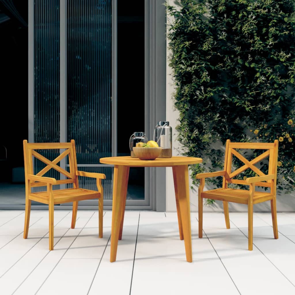3 Piece Garden Dining Set Solid Acacia Wood