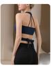 V-Neck Cross-Border Bandage Sports Bra – Shockproof, Gathered Back for Yoga & Running
